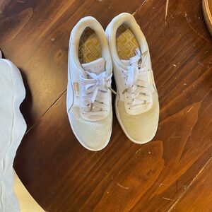 Puma White and Gold Casual Sneakers